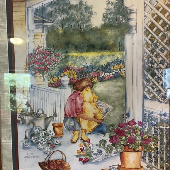 Framed and signed watercolor painting/print  by Ava Freeman 23”x19” Mom & Son - Picture 2 of 10